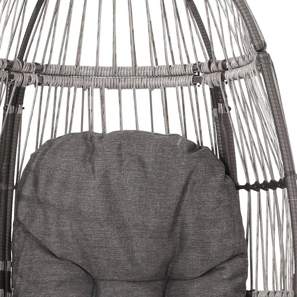 31" Gray Metal Outdoor Egg Chair with Gray Cushion Homeroots Outdoor