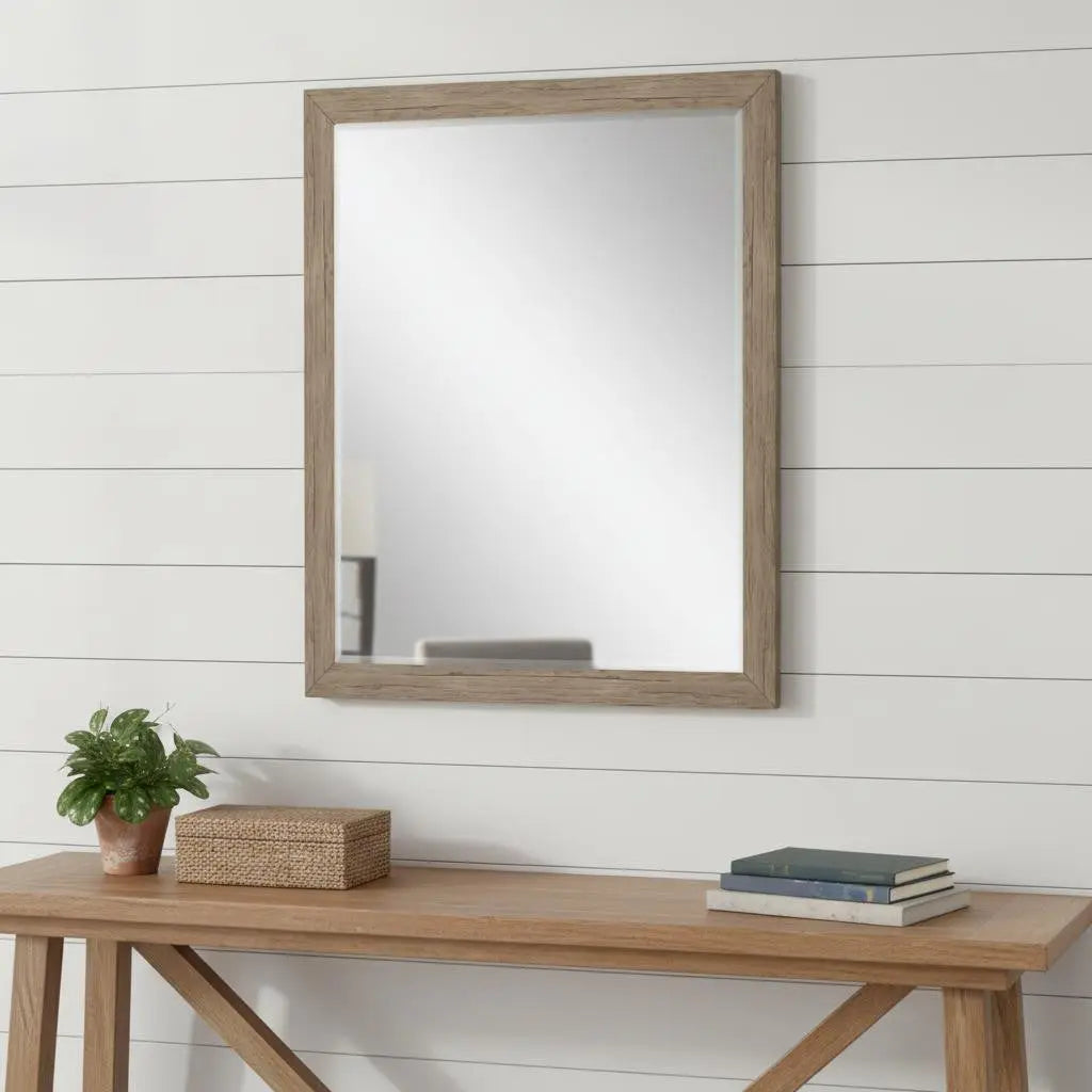 31" Light Brown Framed Accent Mirror Homeroots Bed & Bath