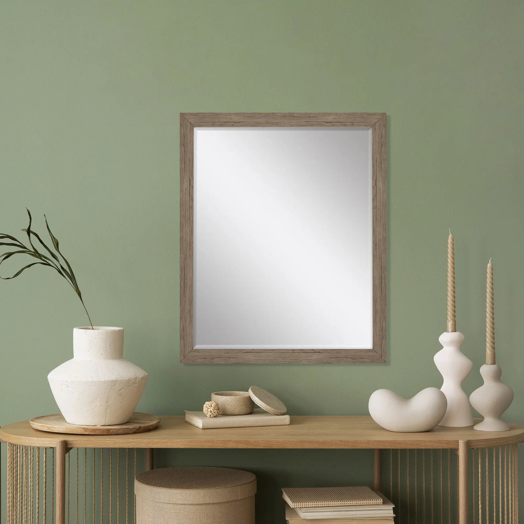 31" Light Brown Framed Accent Mirror Homeroots Bed & Bath