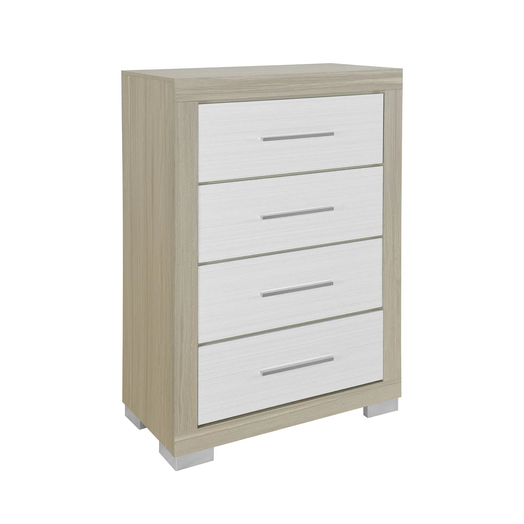 31" Natural And White Wood Four Drawer Dresser Homeroots Bed & Bath