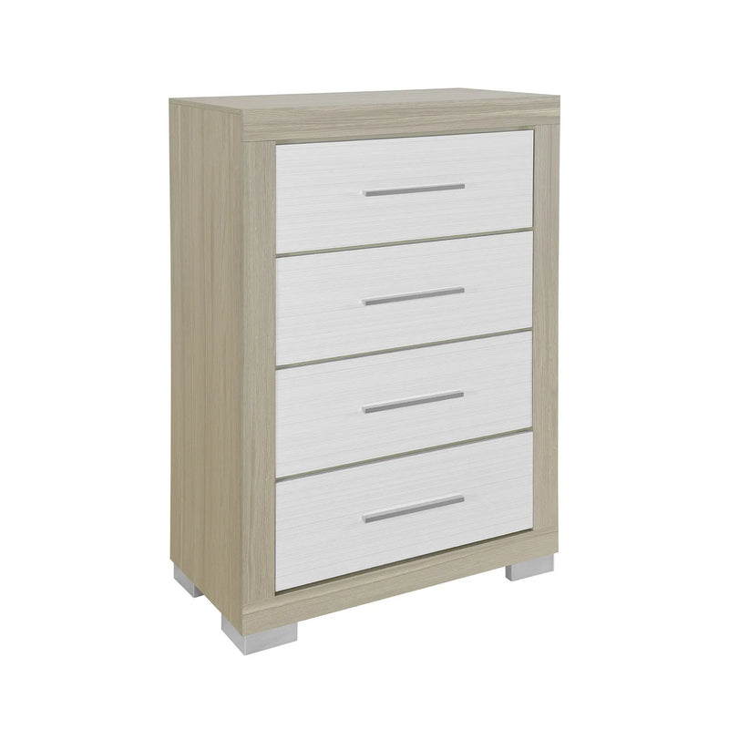 31" Natural And White Wood Four Drawer Dresser Homeroots Bed & Bath