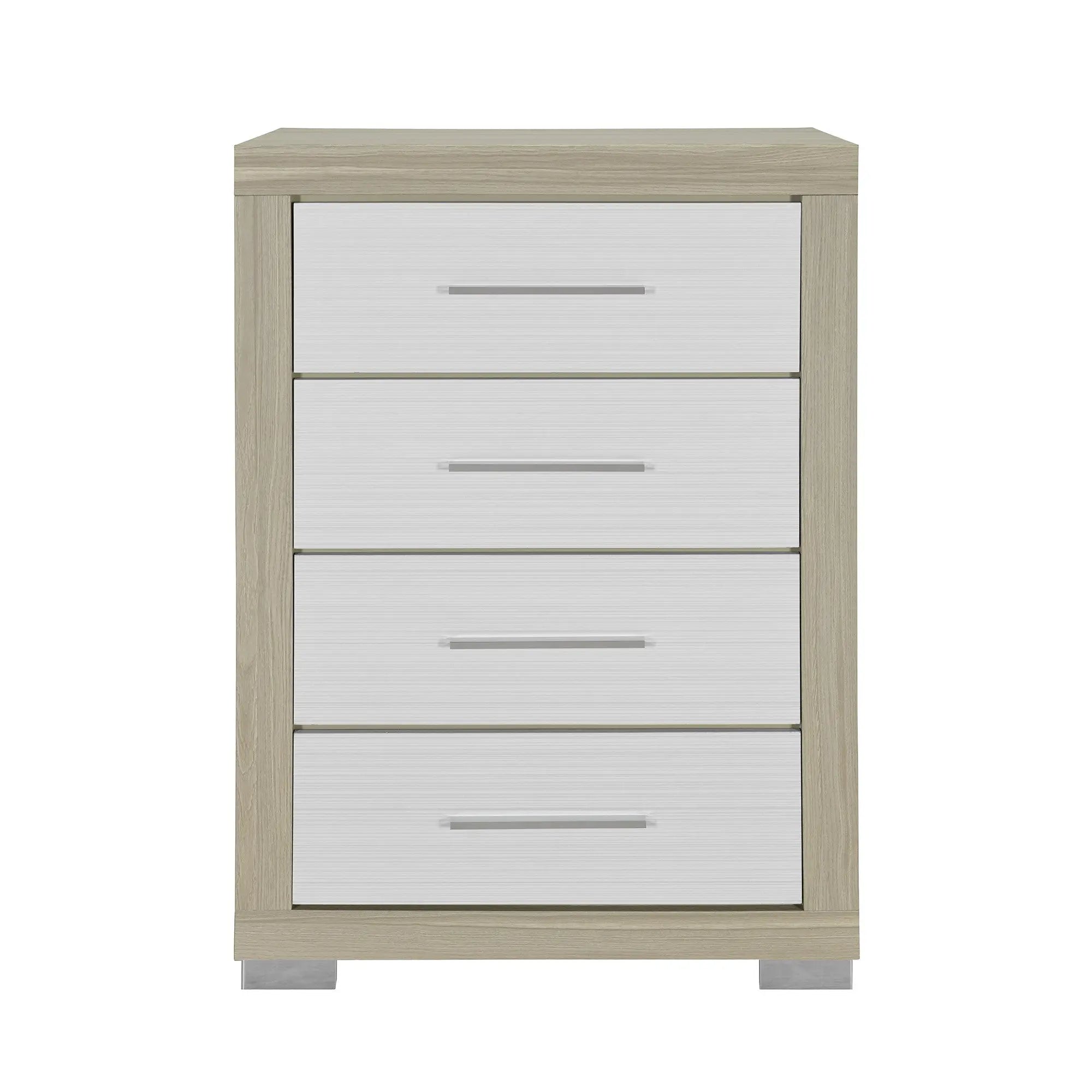 31" Natural And White Wood Four Drawer Dresser Homeroots Bed & Bath