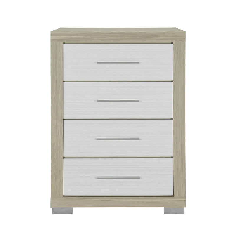 31" Natural And White Wood Four Drawer Dresser Homeroots Bed & Bath