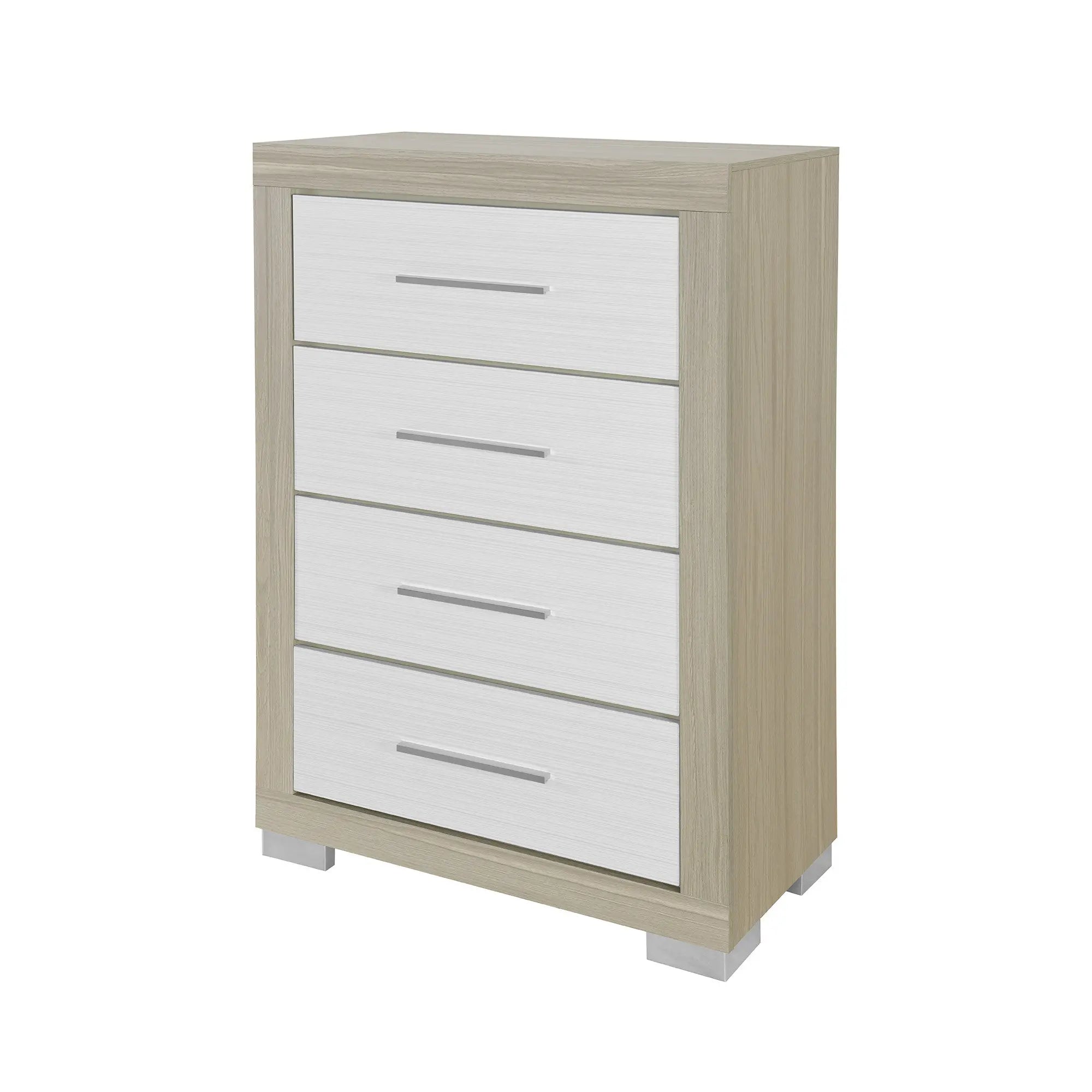 31" Natural And White Wood Four Drawer Dresser Homeroots Bed & Bath