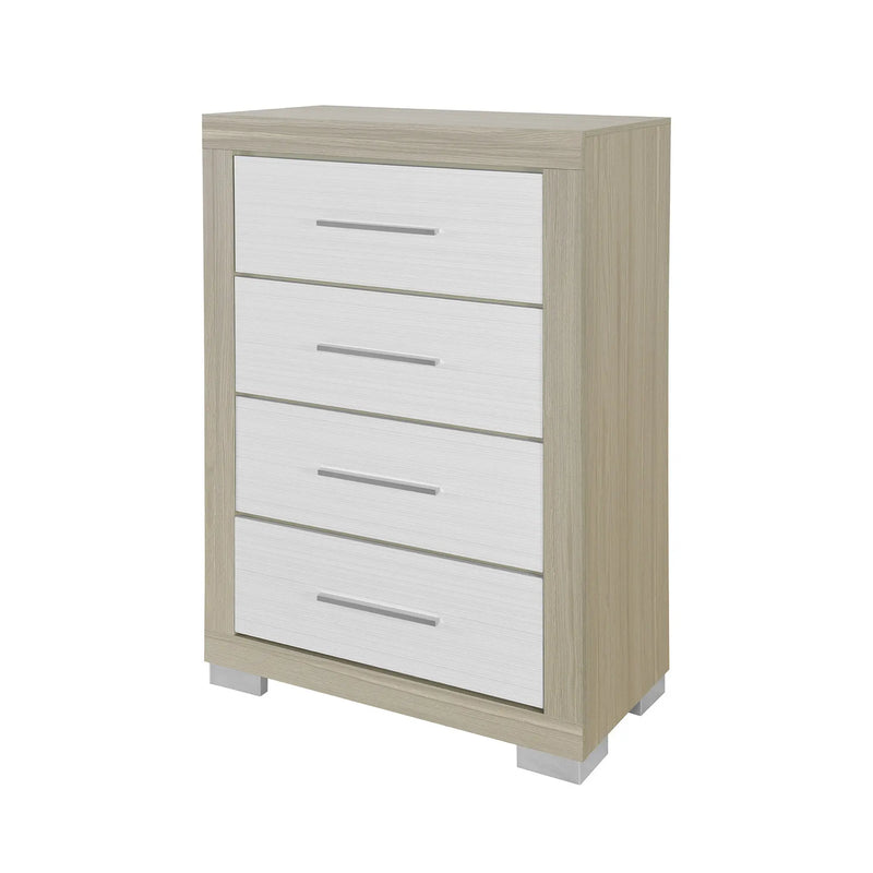 31" Natural And White Wood Four Drawer Dresser Homeroots Bed & Bath