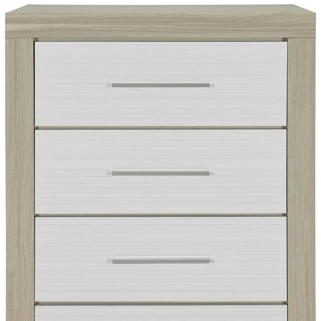 31" Natural And White Wood Four Drawer Dresser Homeroots Bed & Bath