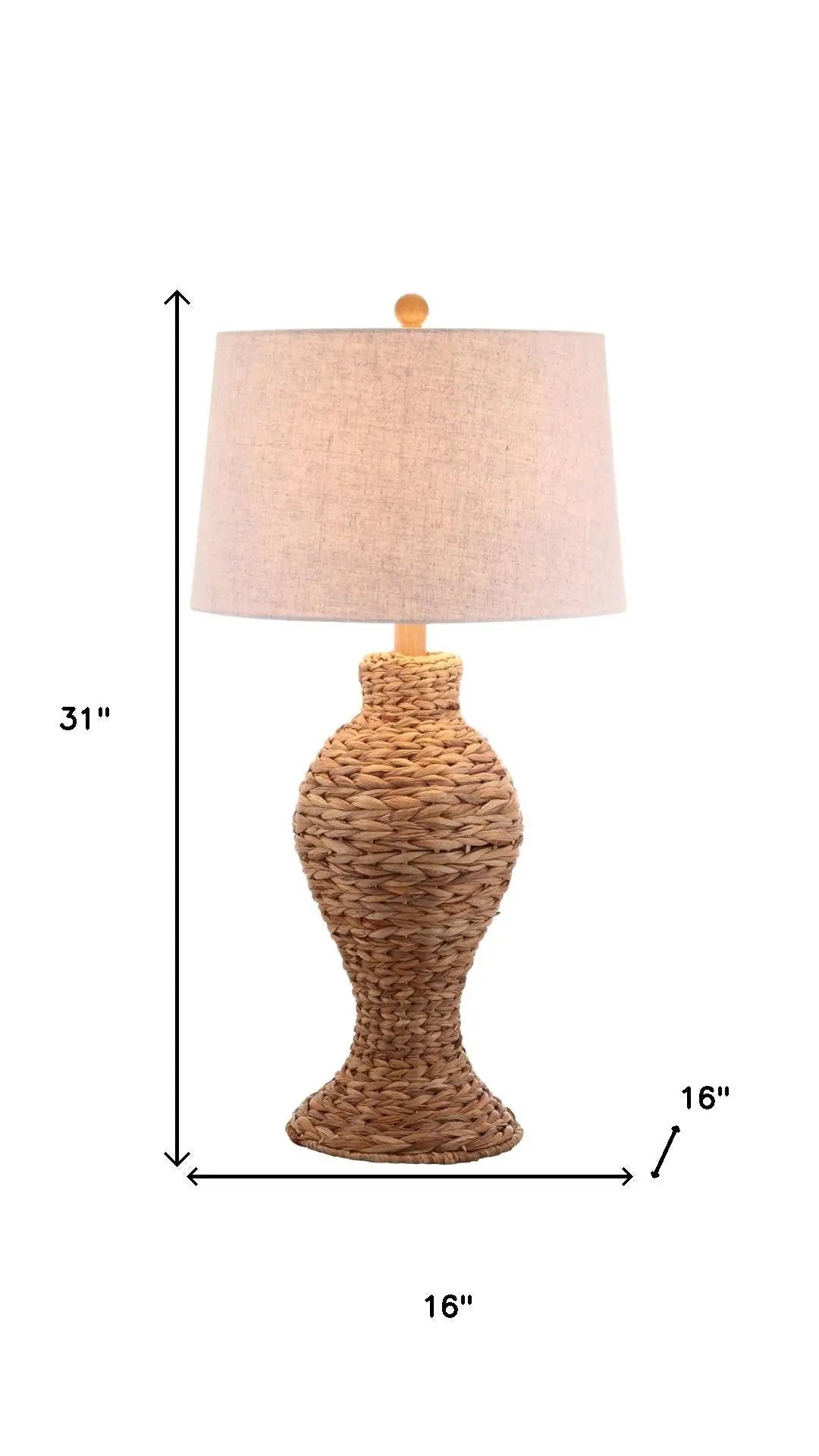 31" Natural Urn Table Lamp With Drum Shade Homeroots Lighting