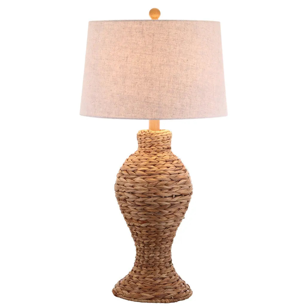 31" Natural Urn Table Lamp With Drum Shade Homeroots Lighting