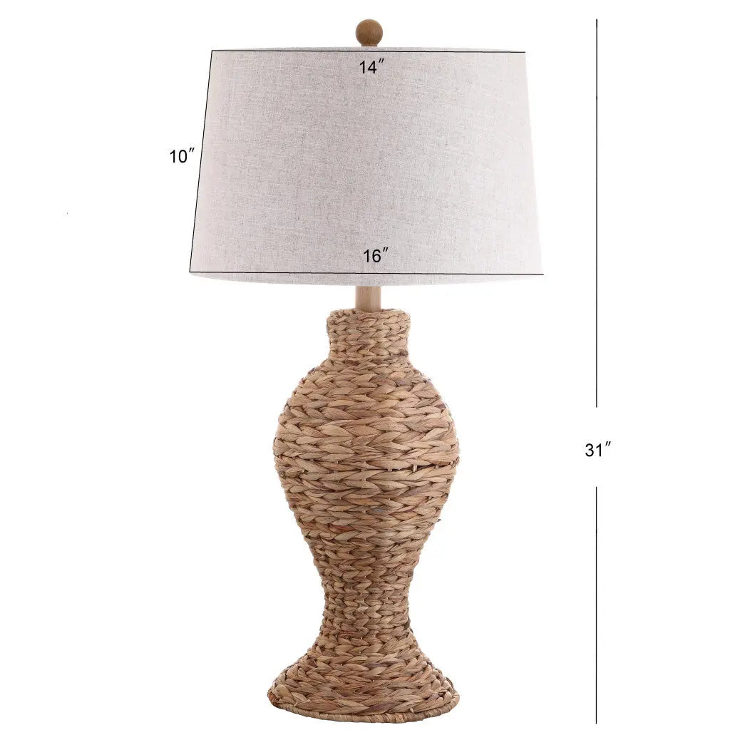 31" Natural Urn Table Lamp With Drum Shade Homeroots Lighting