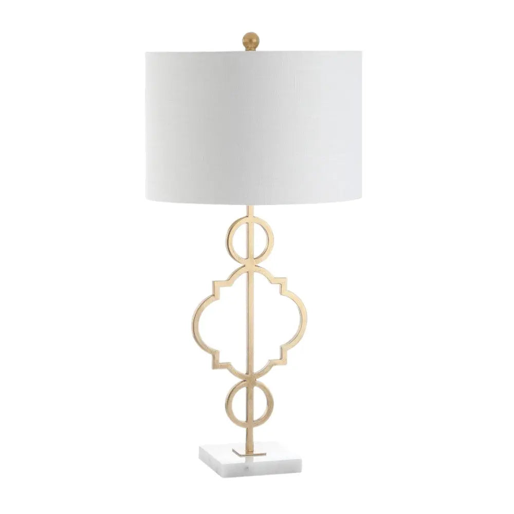 31" White Novelty Table Lamp With Drum Shade Homeroots Lighting