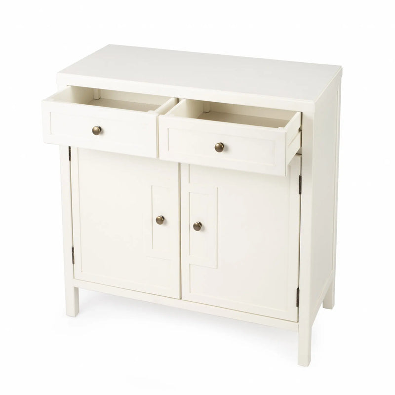 31" White Solid Wood Two Drawer Sideboard with Two Doors Homeroots Kitchen & Dining