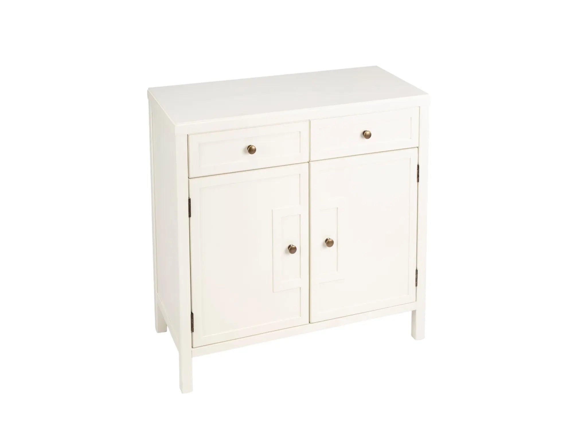 31" White Solid Wood Two Drawer Sideboard with Two Doors Homeroots Kitchen & Dining