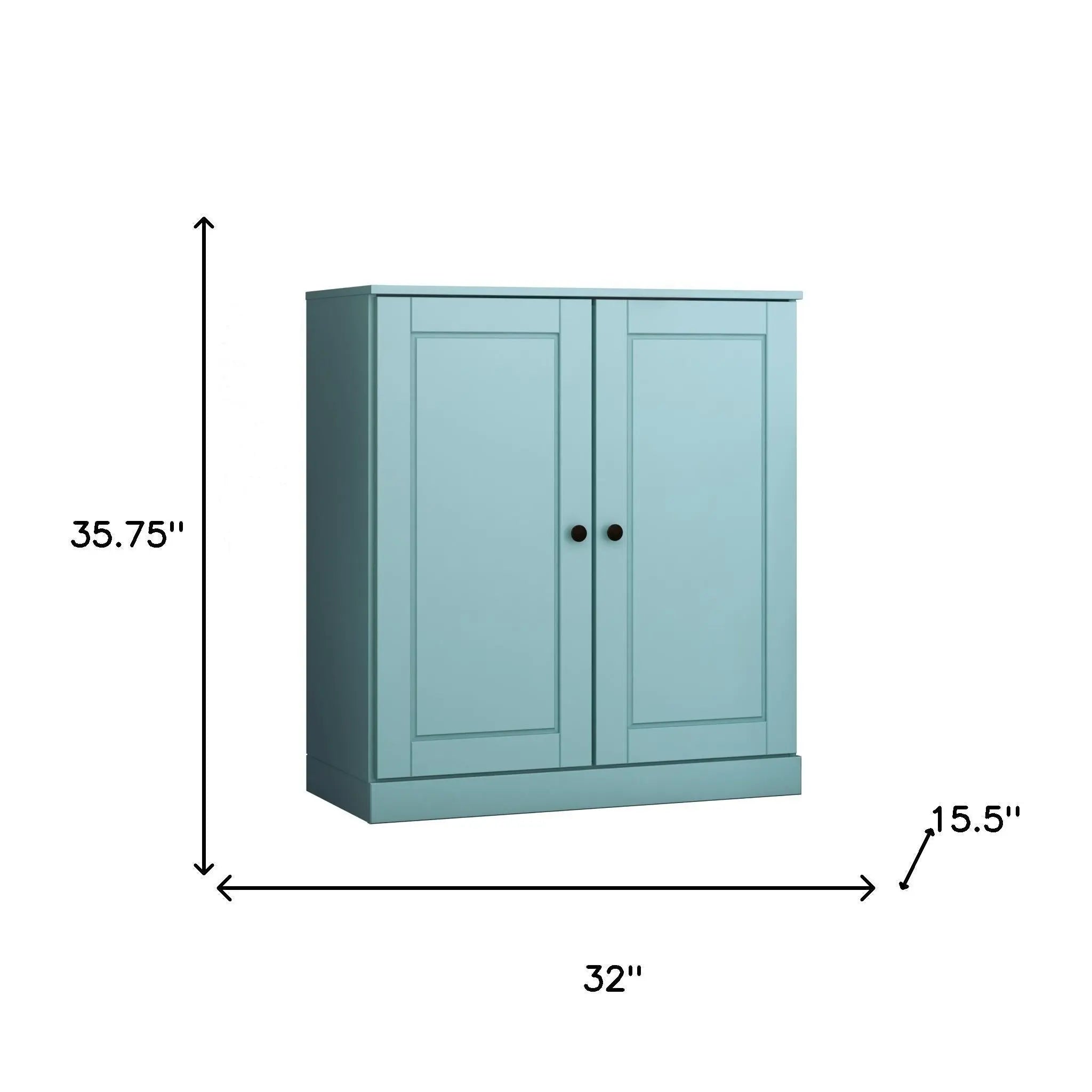 32" Aqua Solid Wood Accent Cabinet With Two Doors Homeroots Kitchen & Dining