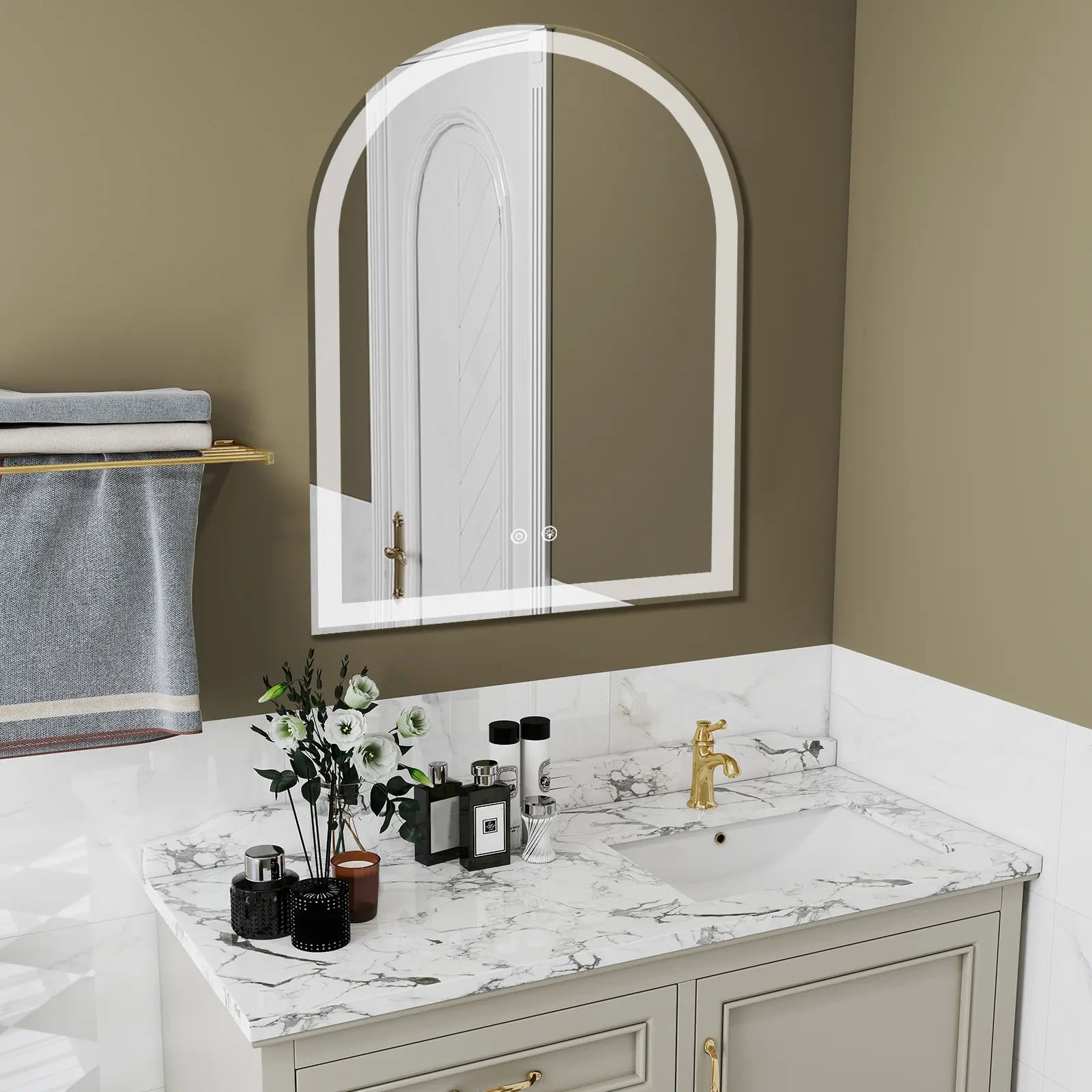 32" Arch Lighted Frameless Bathroom Vanity Mirror Homeroots Bed & Bath