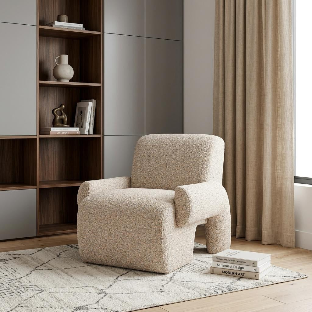 32" Beige Upholstered Arm Chair Homeroots Living Room