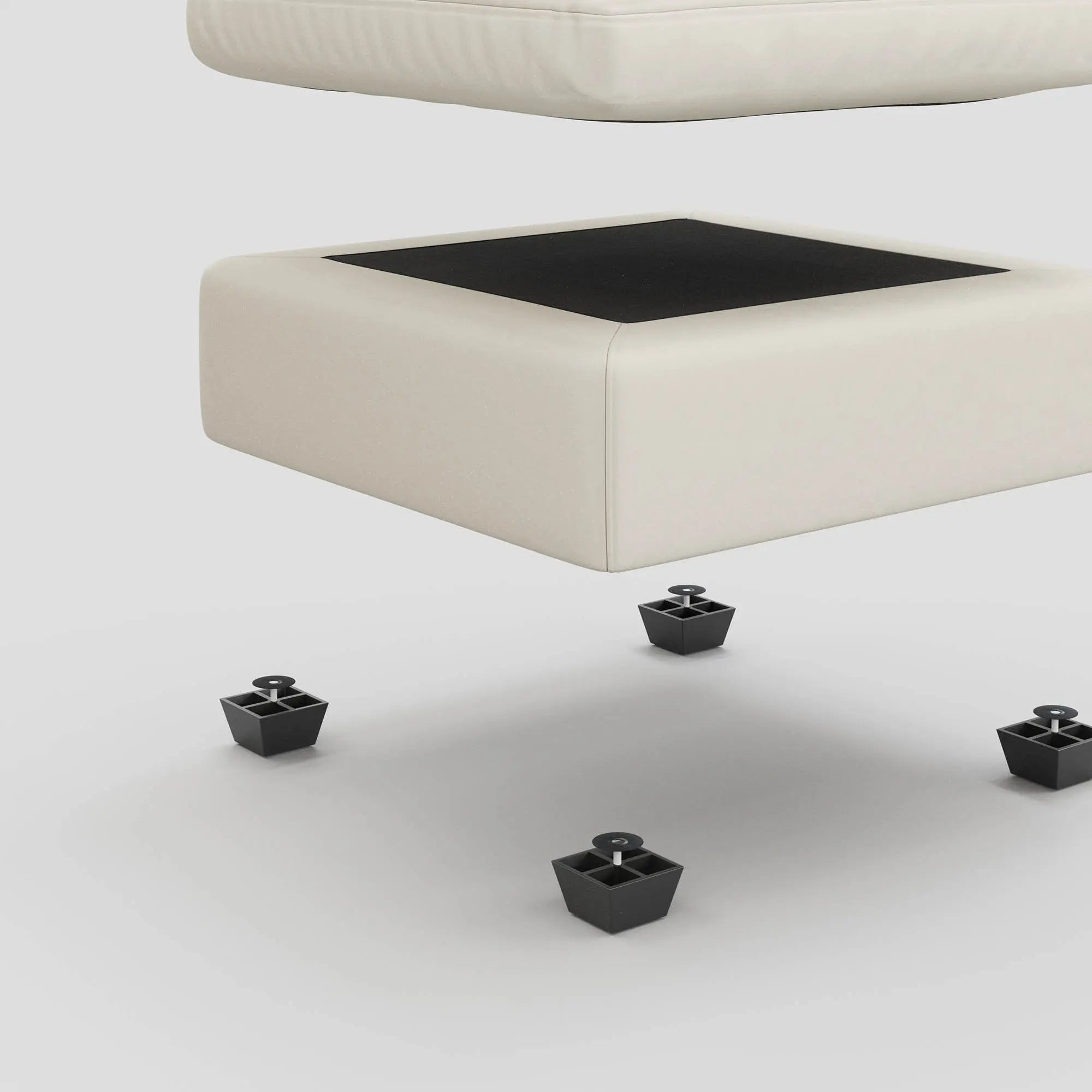 32" Beige and Black Velvet Footstool Homeroots Living Room