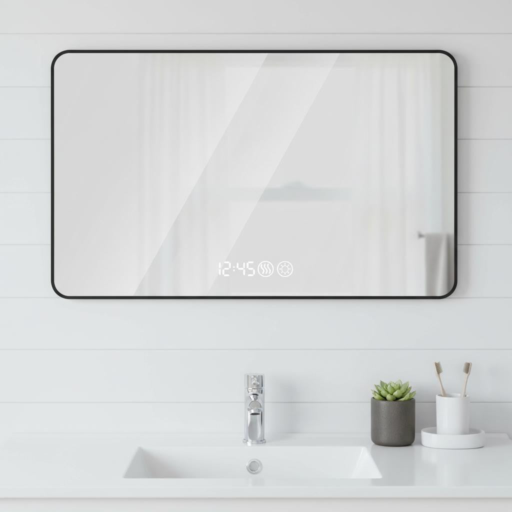 32" Black Aluminum Lighted Framed Bathroom Vanity Mirror Homeroots Bed & Bath