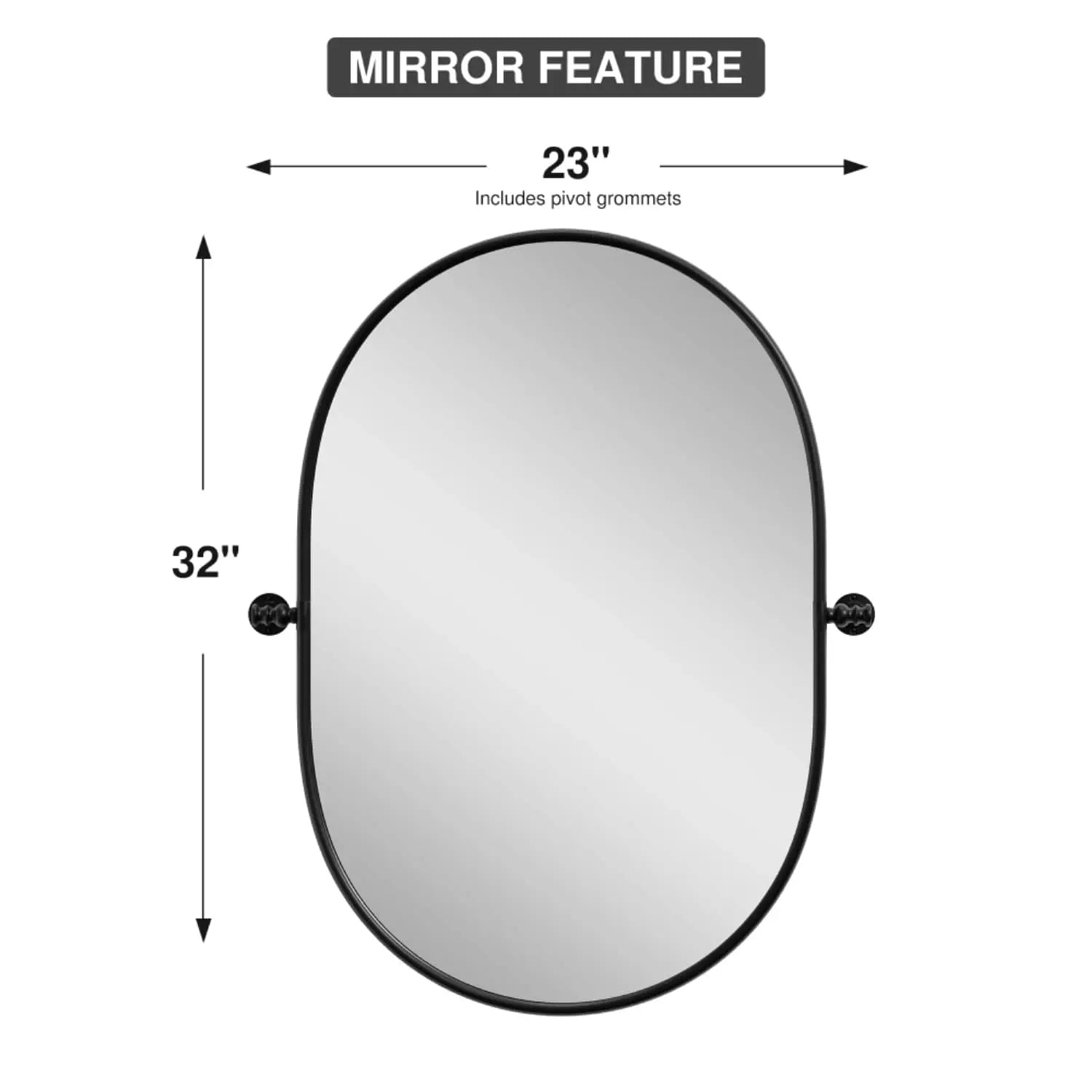 32" Black Aluminum Oval Adjustable Tilting Framed Accent Mirror Homeroots Bed & Bath