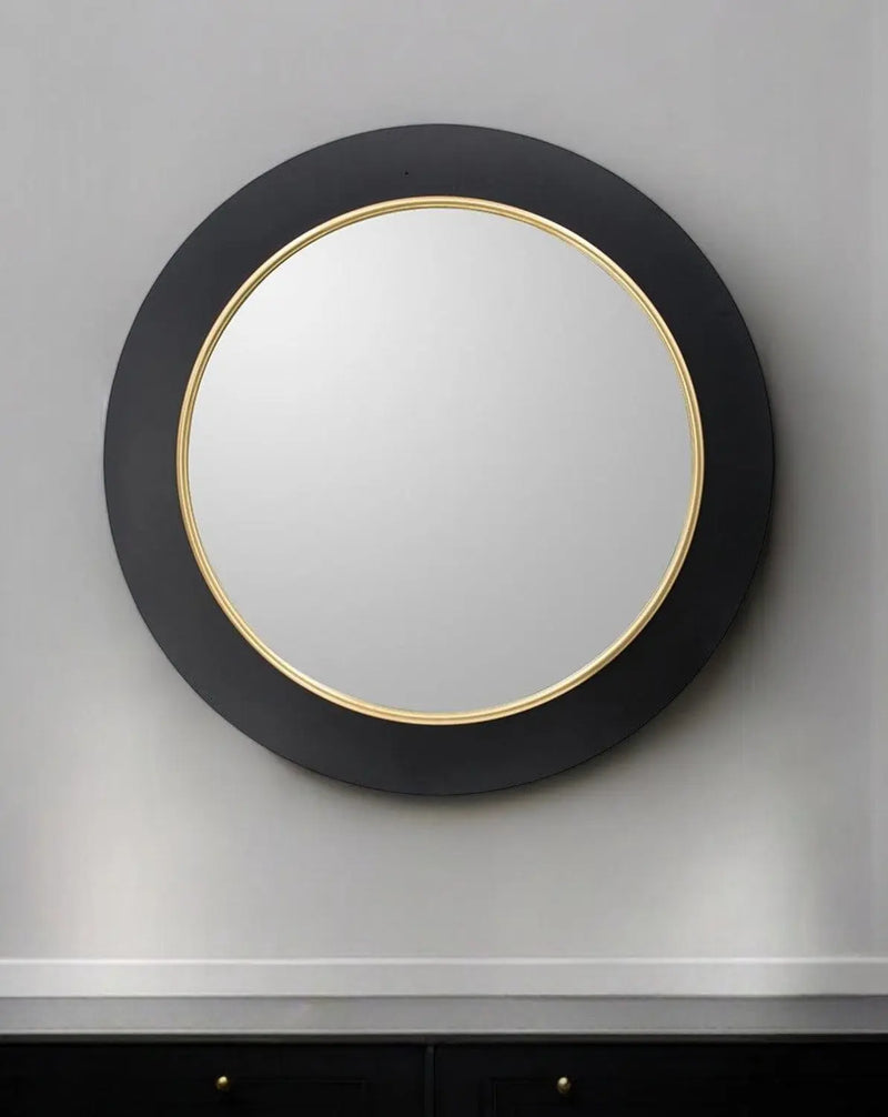32" Black And Gold Lighted Round Metal Framed Accent Mirror Homeroots Bed & Bath