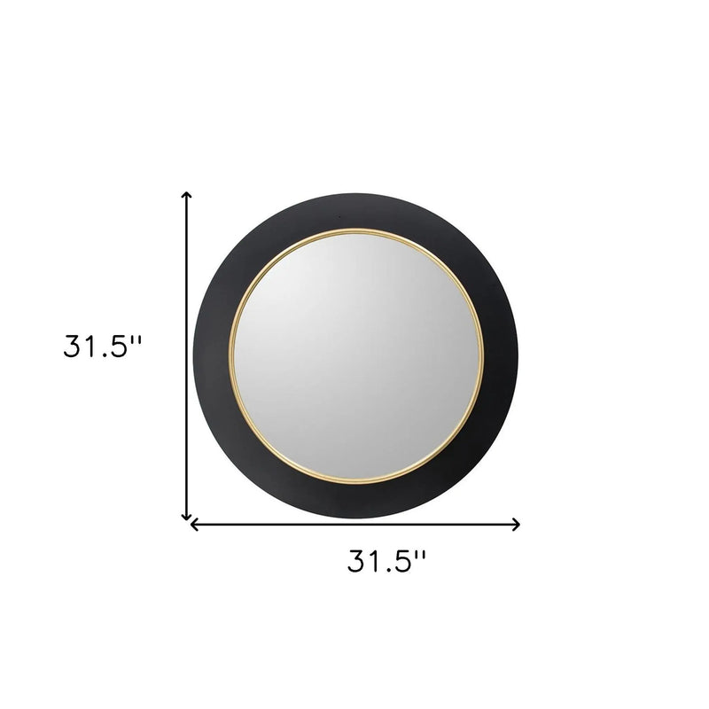32" Black And Gold Lighted Round Metal Framed Accent Mirror Homeroots Bed & Bath