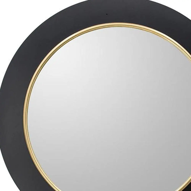 32" Black And Gold Lighted Round Metal Framed Accent Mirror Homeroots Bed & Bath