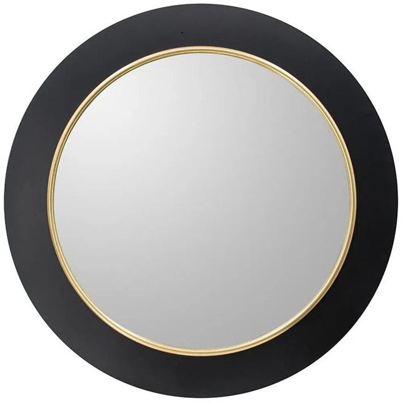 32" Black And Gold Lighted Round Metal Framed Accent Mirror Homeroots Bed & Bath