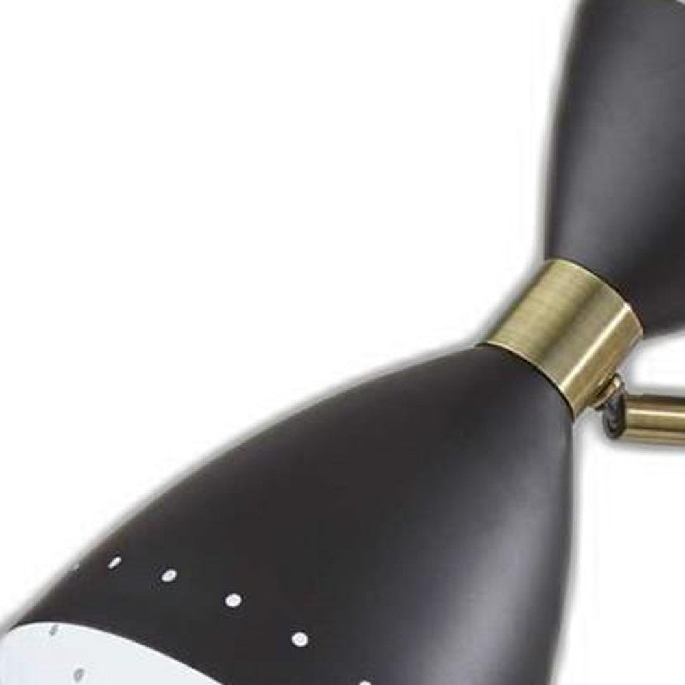 32" Black And Gold Metal Desk Lamp With Cinched Cone Shade - GreatEagleInc