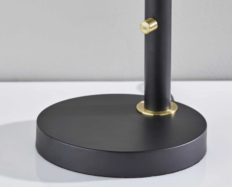 32" Black And Gold Metal Desk Lamp With Cinched Cone Shade - GreatEagleInc