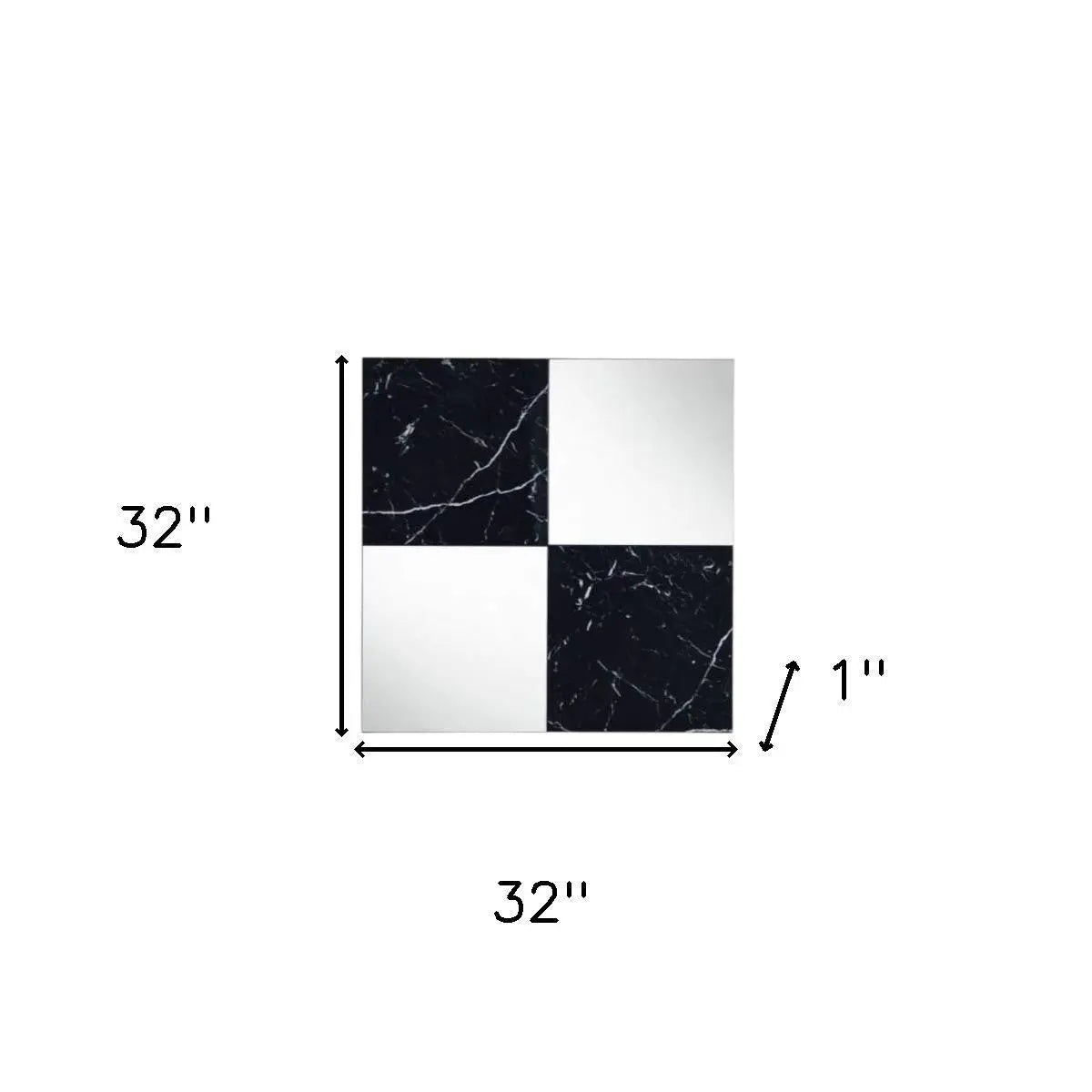 32" Black And Gray Square Wood composite Framed Accent Mirror Homeroots Bed & Bath