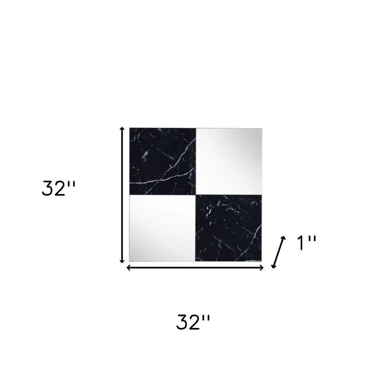 32" Black And Gray Square Wood composite Framed Accent Mirror Homeroots Bed & Bath