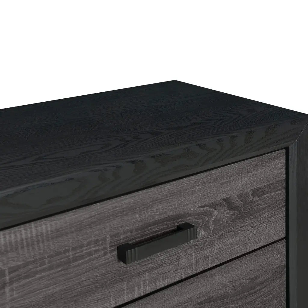32" Black And Gray Wood Five Drawer Dresser Homeroots Bed & Bath