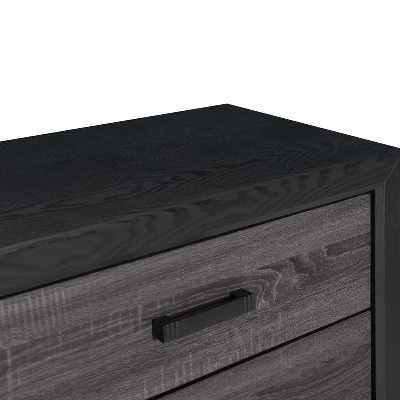 32" Black And Gray Wood Five Drawer Dresser Homeroots Bed & Bath
