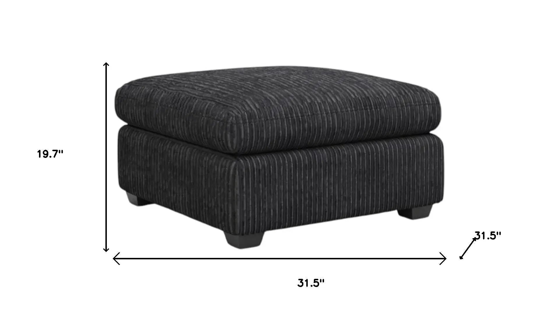 32" Black Corduroy Footstool Homeroots Living Room