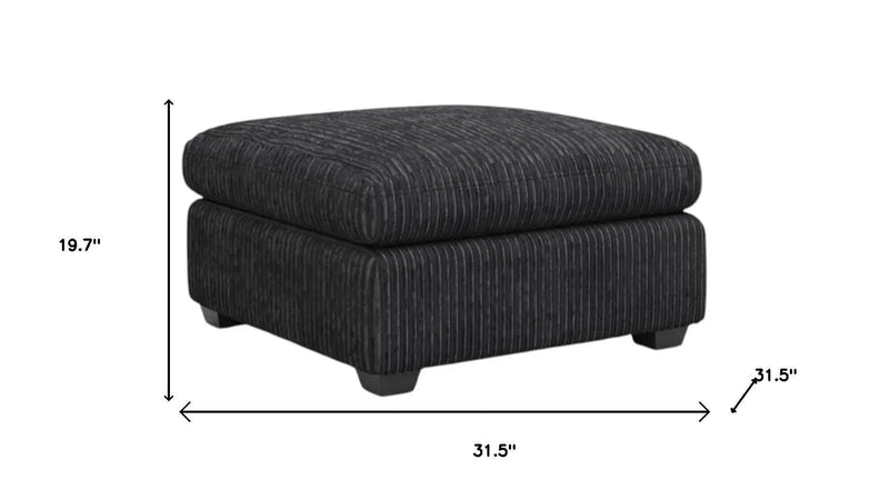 32" Black Corduroy Footstool Homeroots Living Room