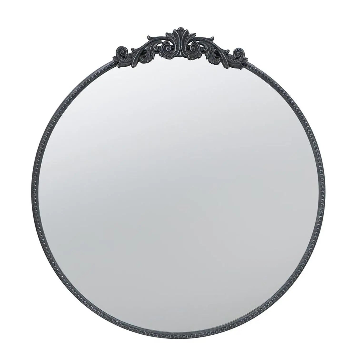 32" Black Crowned Top Iron Framed Accent Mirror Homeroots Bed & Bath
