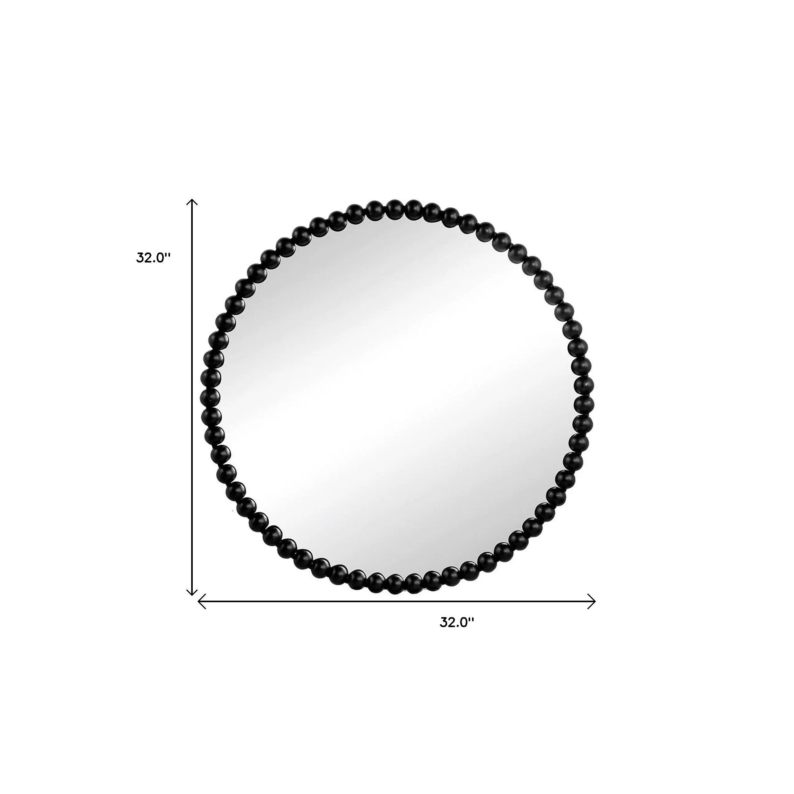 32" Black Iron Beaded Round Framed Accent Mirror Homeroots Bed & Bath