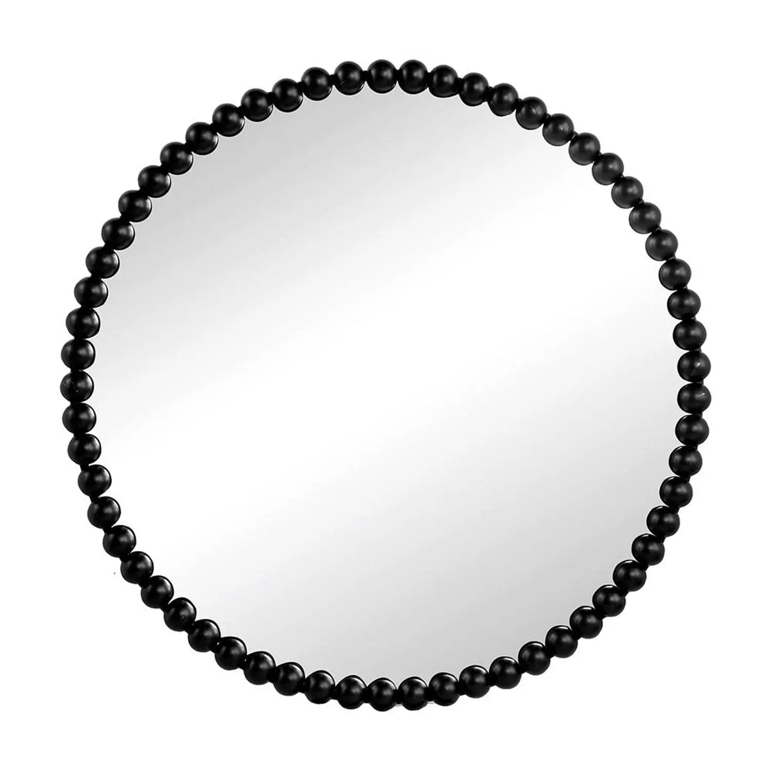 32" Black Iron Beaded Round Framed Accent Mirror Homeroots Bed & Bath