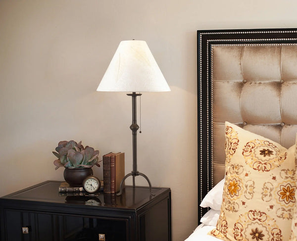 32" Black Metal Table Lamp With Off White Empire Shade Homeroots Lighting