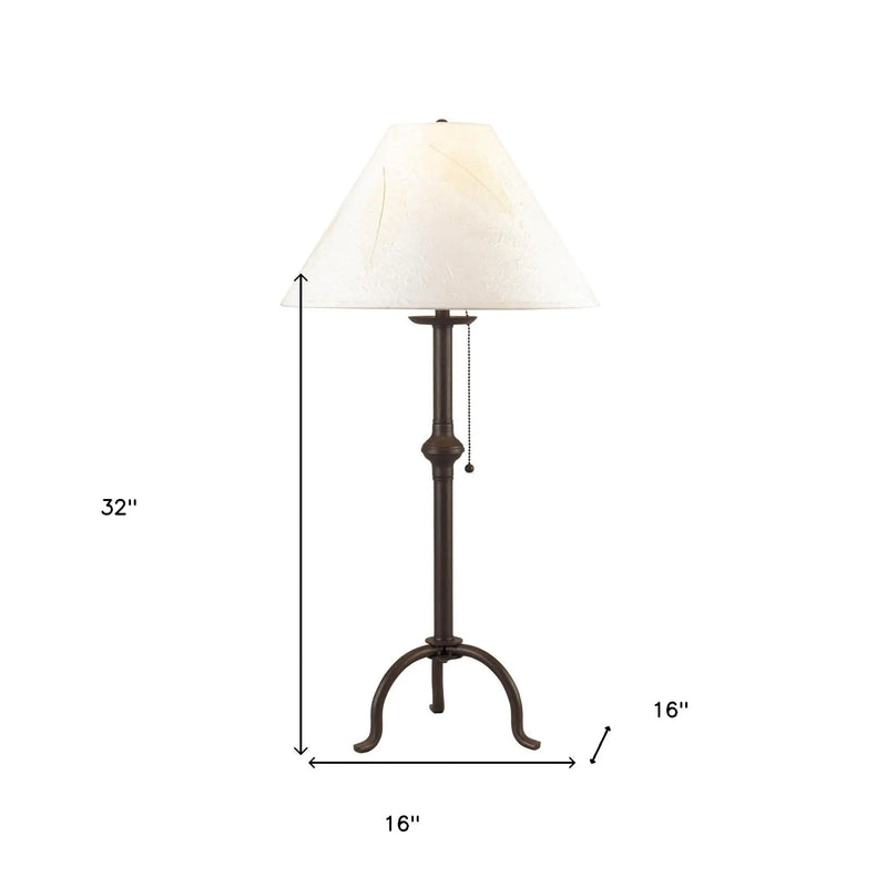 32" Black Metal Table Lamp With Off White Empire Shade Homeroots Lighting