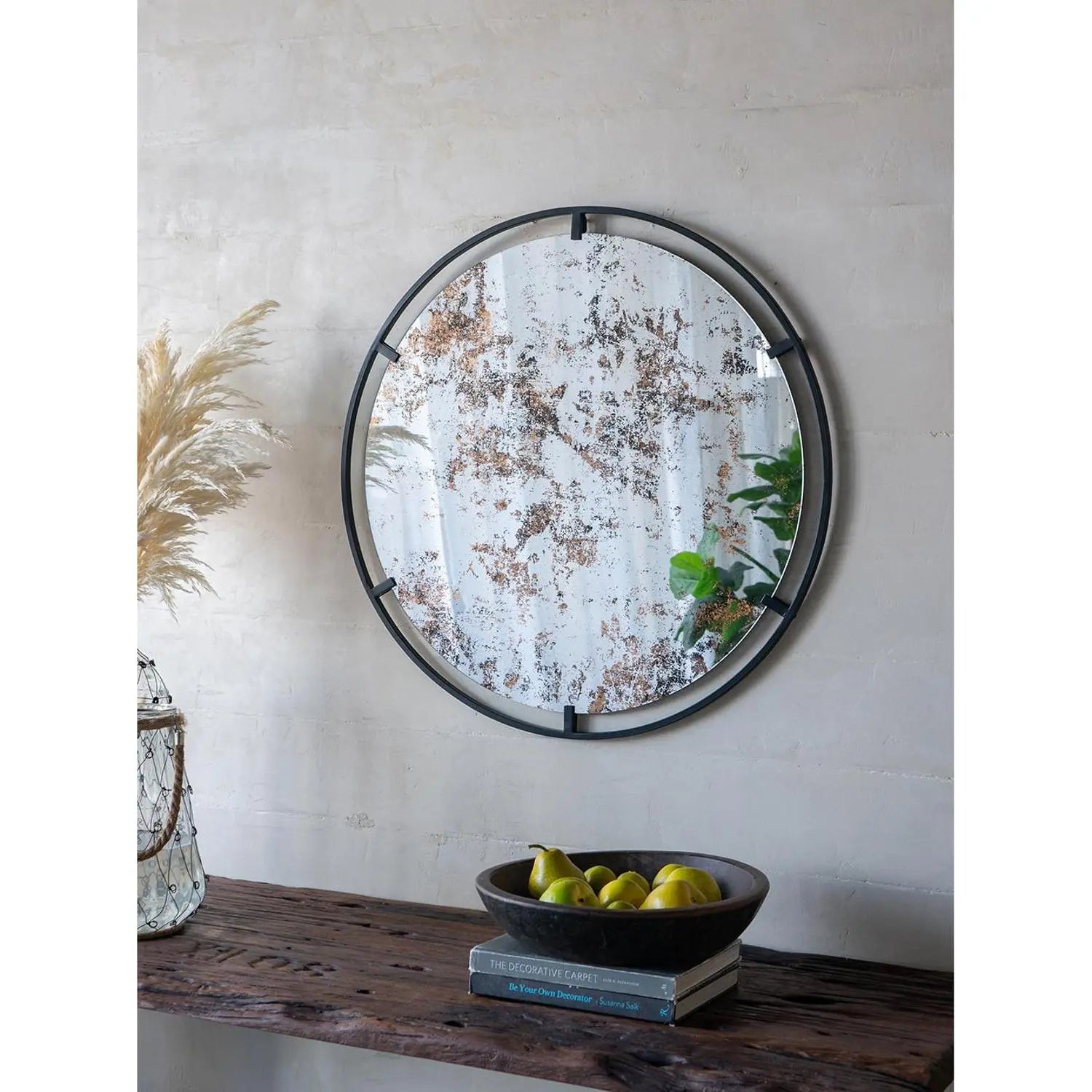32" Black Round Iron Framed Accent Mirror Homeroots Bed & Bath