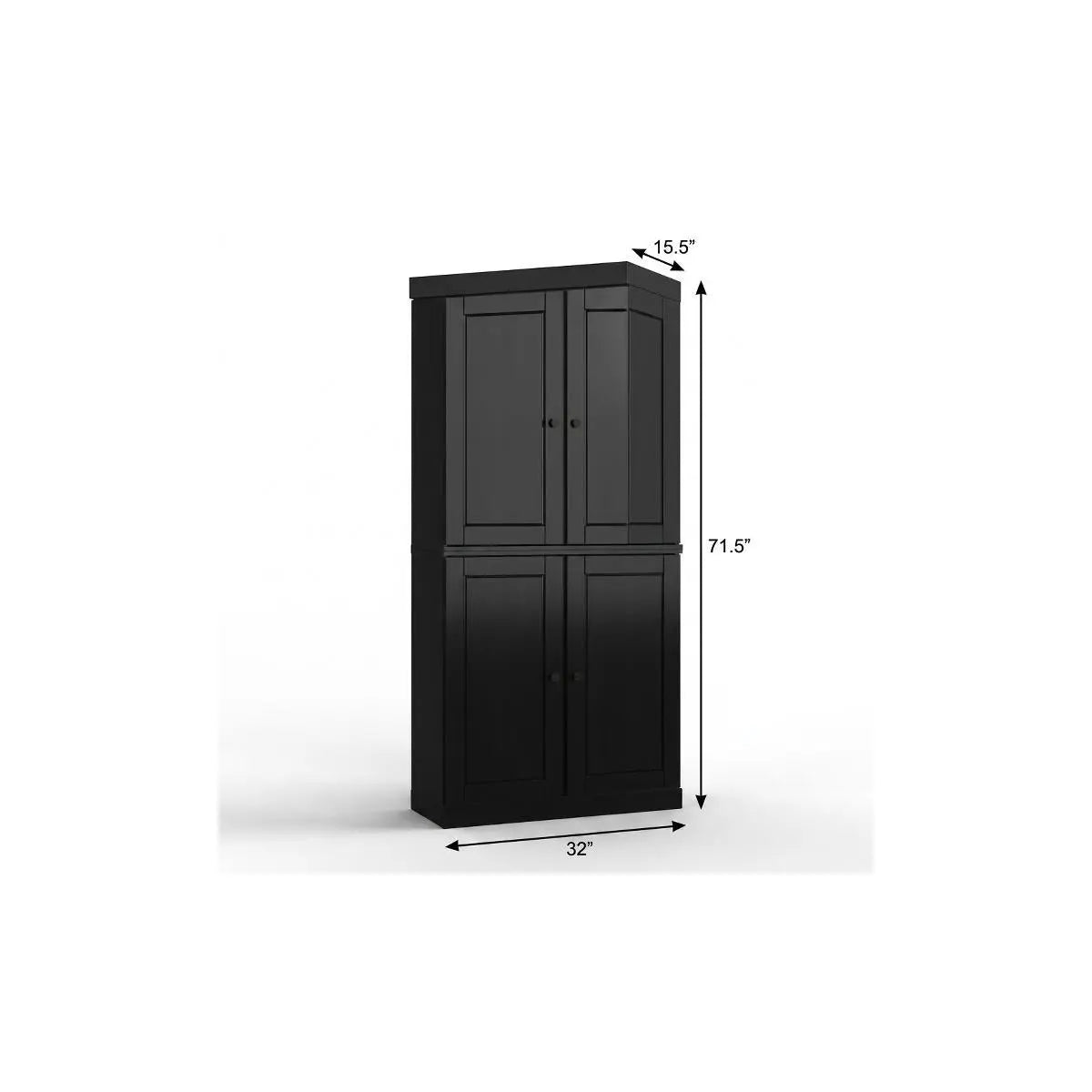 32" Black Solid Wood Free Standing Four Door Linen Cabinet Homeroots Organization