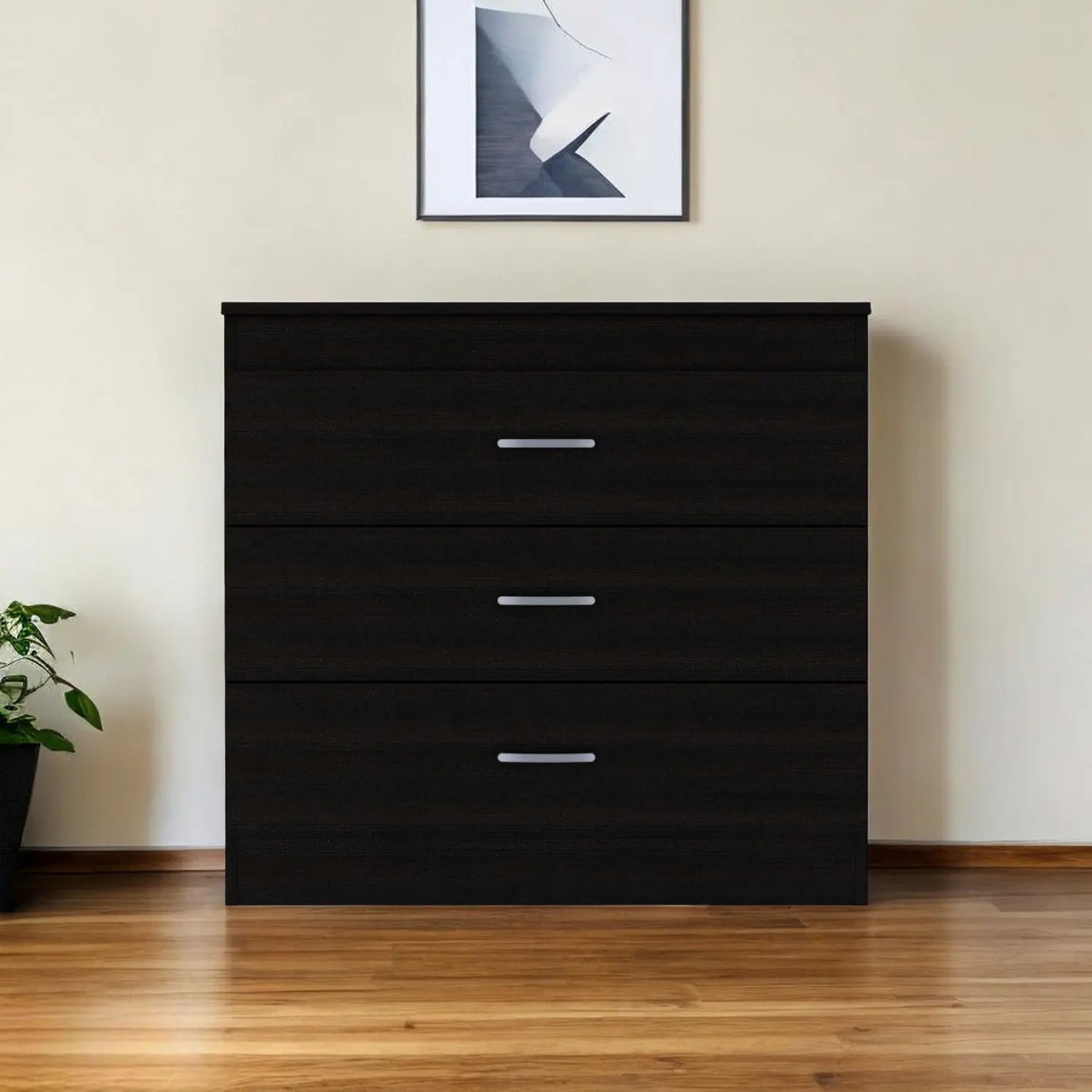 32" Black Three Drawer Dresser Homeroots Bed & Bath