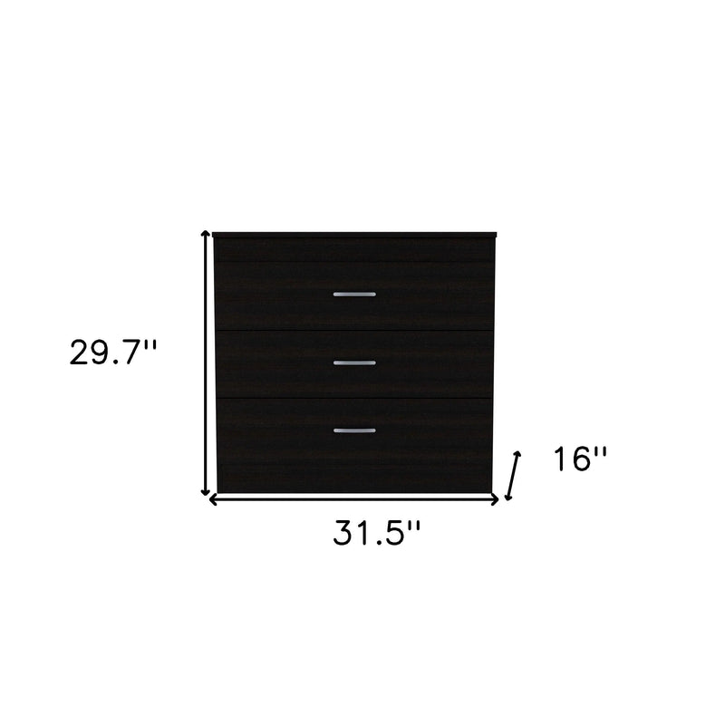 32" Black Three Drawer Dresser Homeroots Bed & Bath