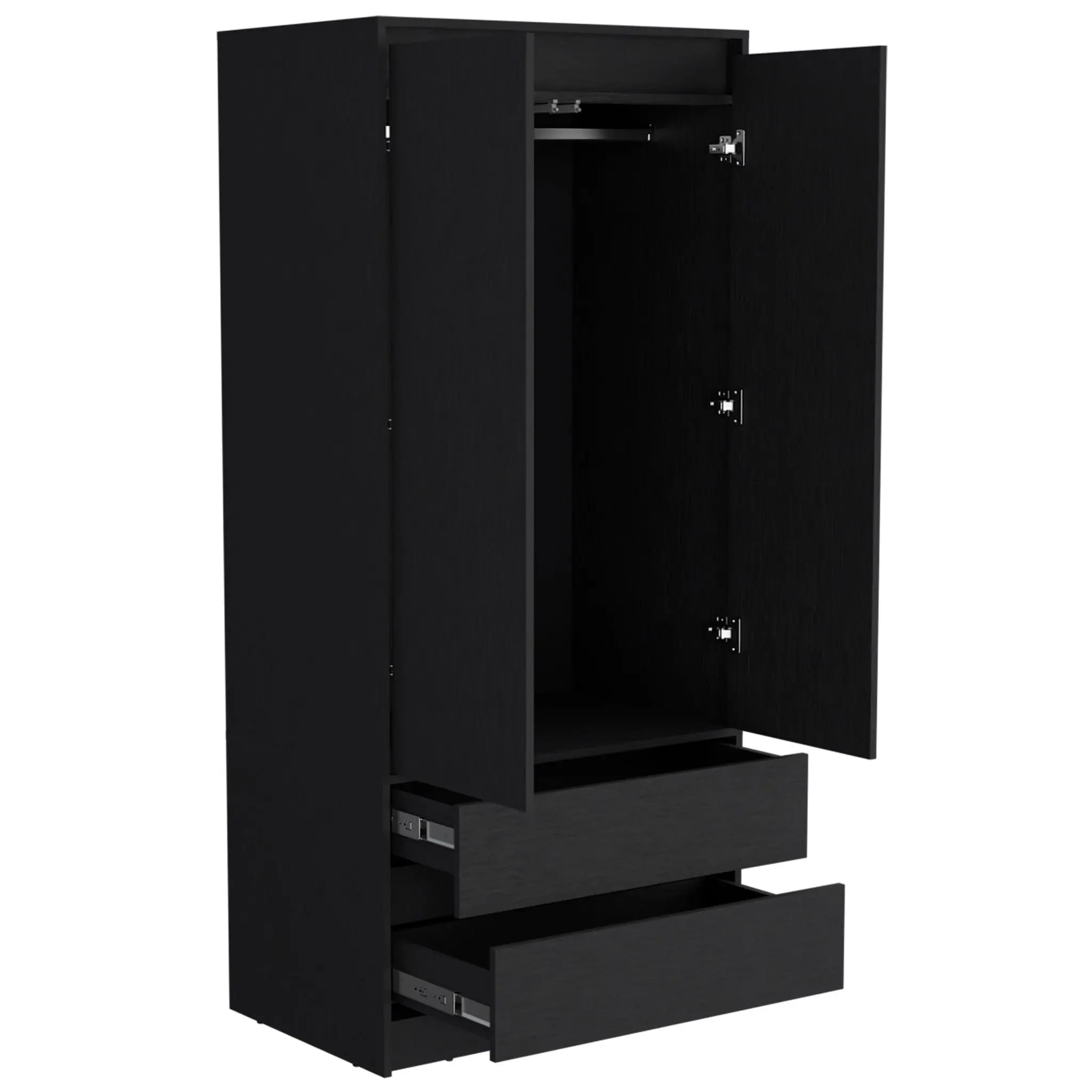 32" Black Two Drawer Combo Dresser Homeroots Bed & Bath