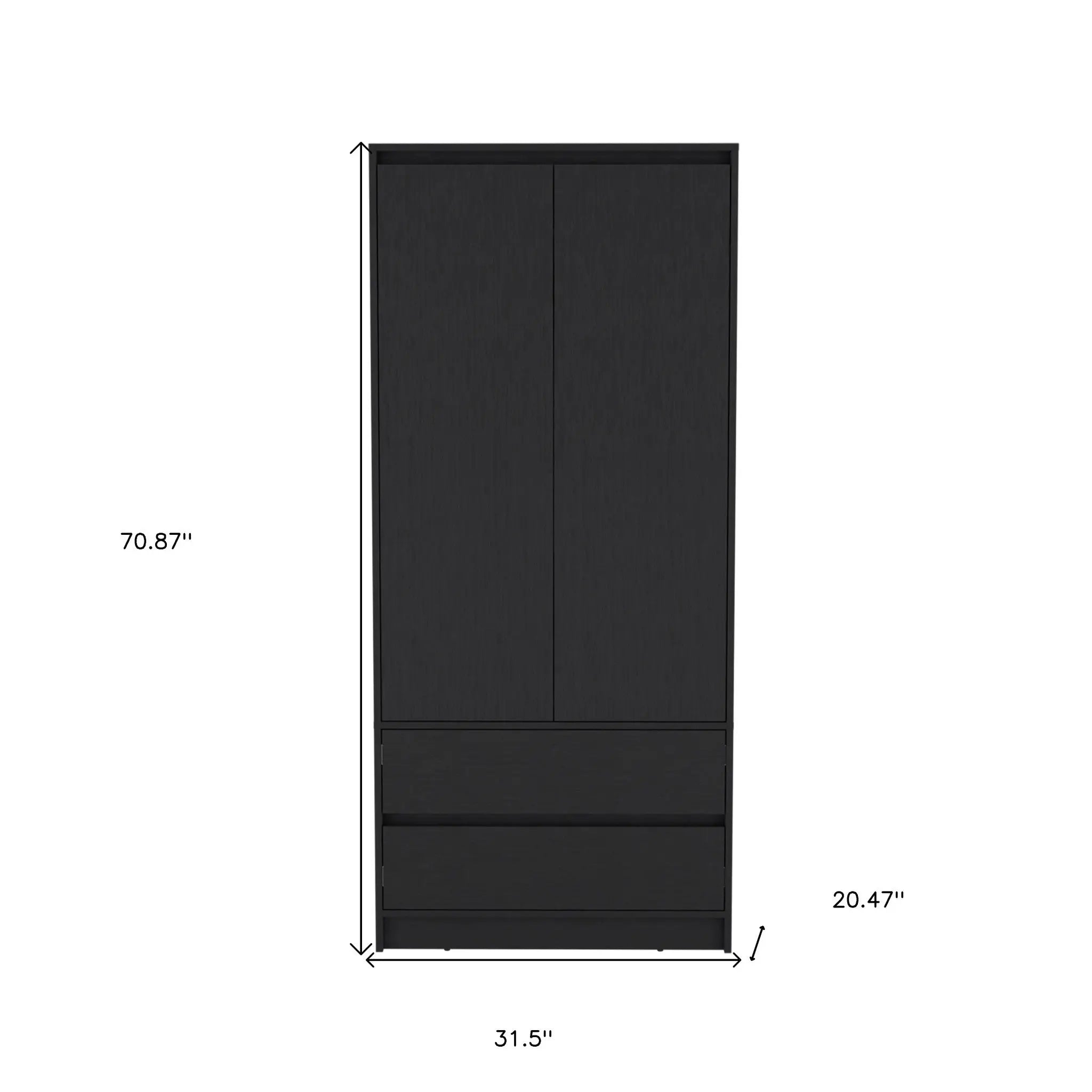 32" Black Two Drawer Combo Dresser Homeroots Bed & Bath