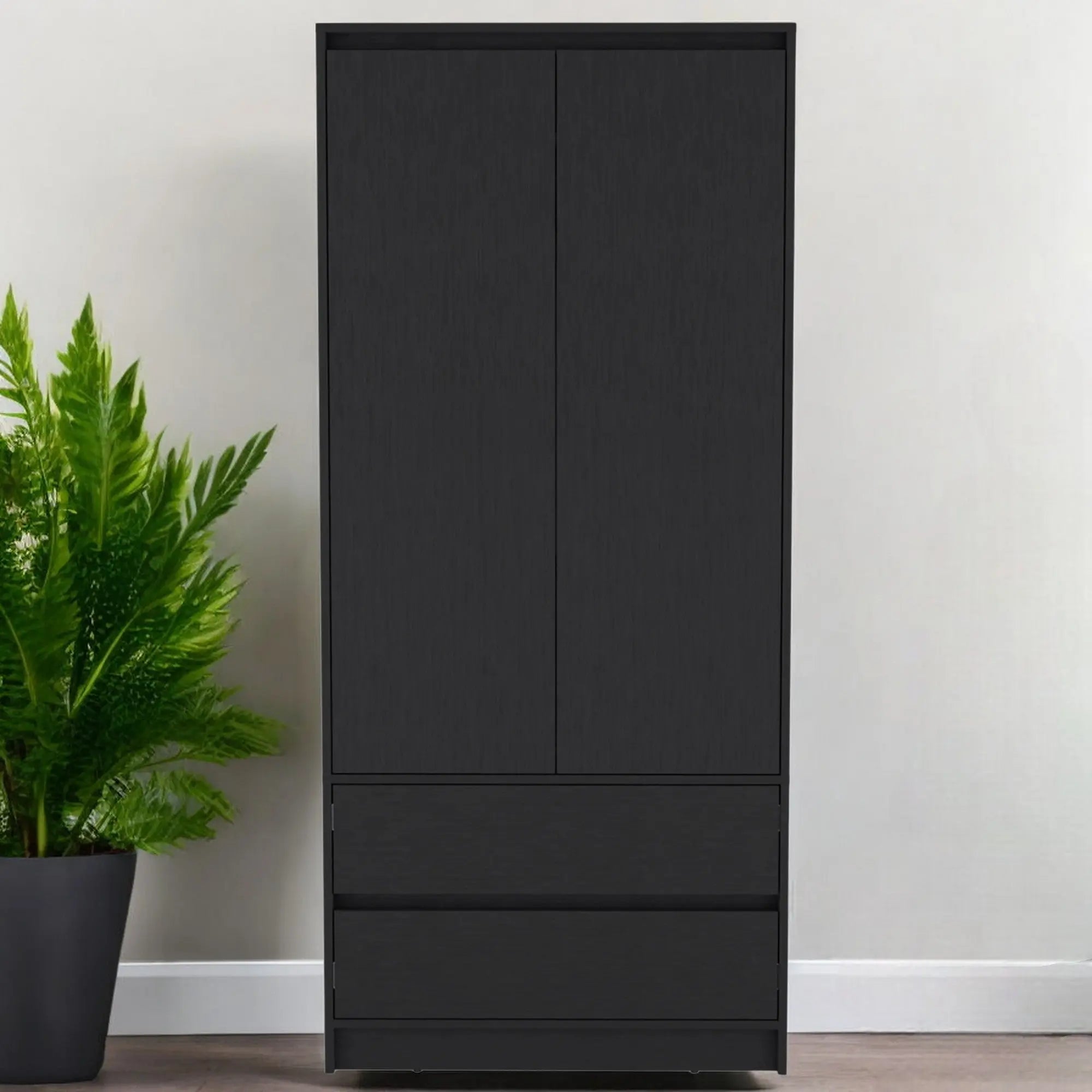 32" Black Two Drawer Combo Dresser Homeroots Bed & Bath