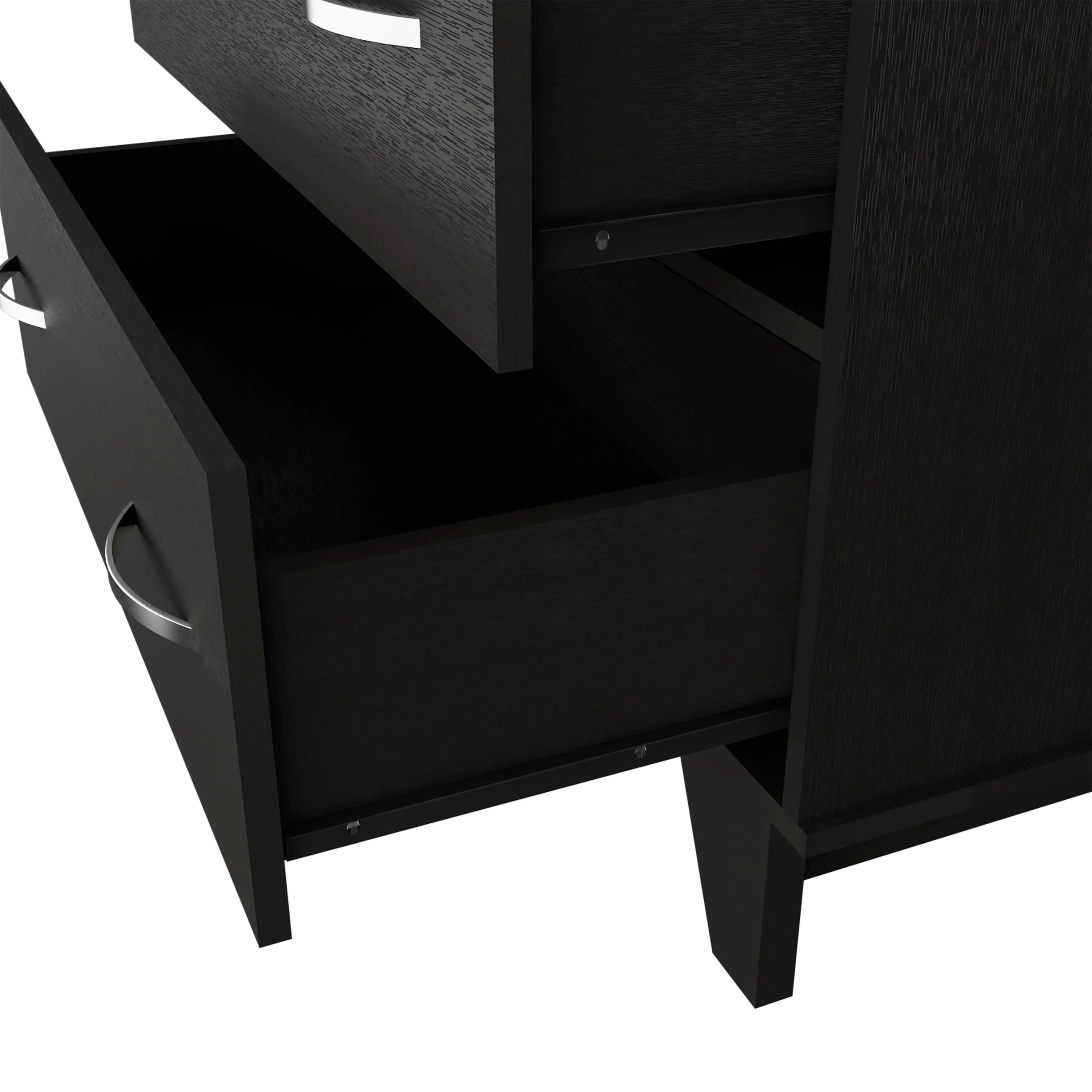32" Black Two Drawer Dresser With Open Shelving Homeroots Bed & Bath