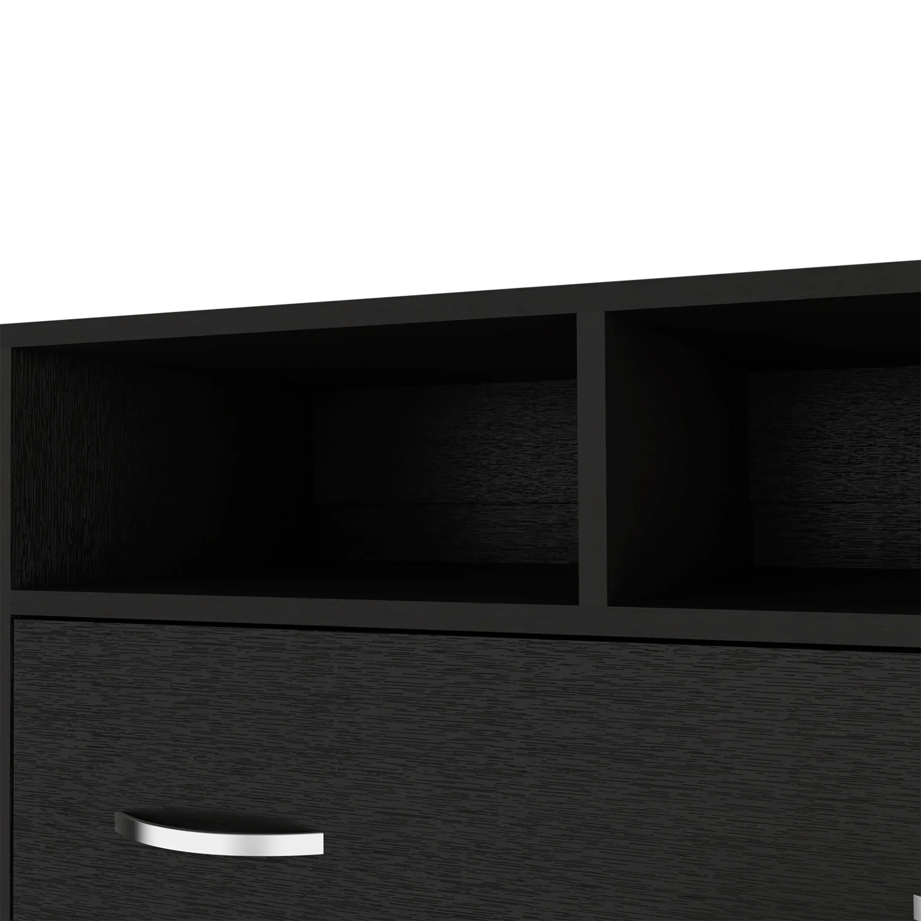 32" Black Two Drawer Dresser With Open Shelving Homeroots Bed & Bath