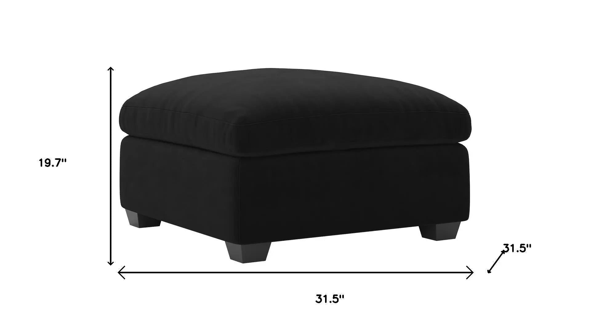 32" Black Velvet Footstool Homeroots Living Room