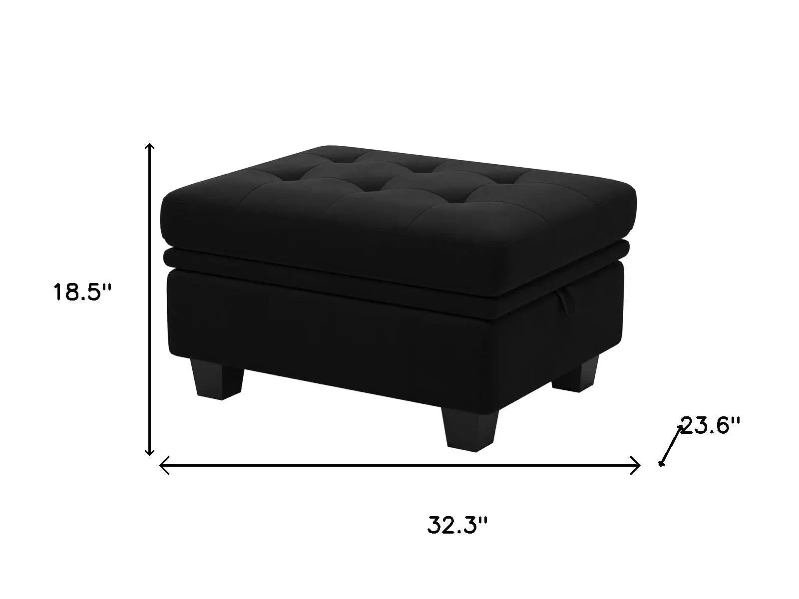 32" Black Velvet Tufted Storage Ottoman Homeroots Living Room